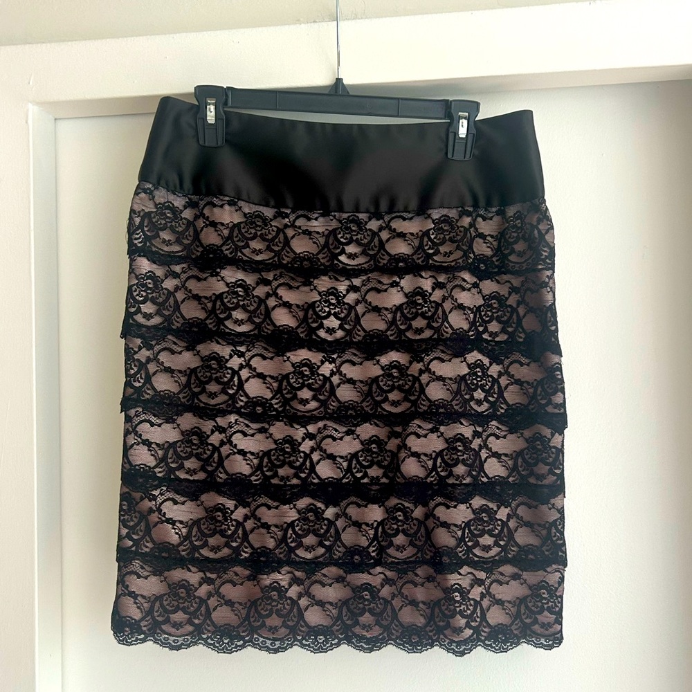 Dalia Collection vintage lace silk skirt